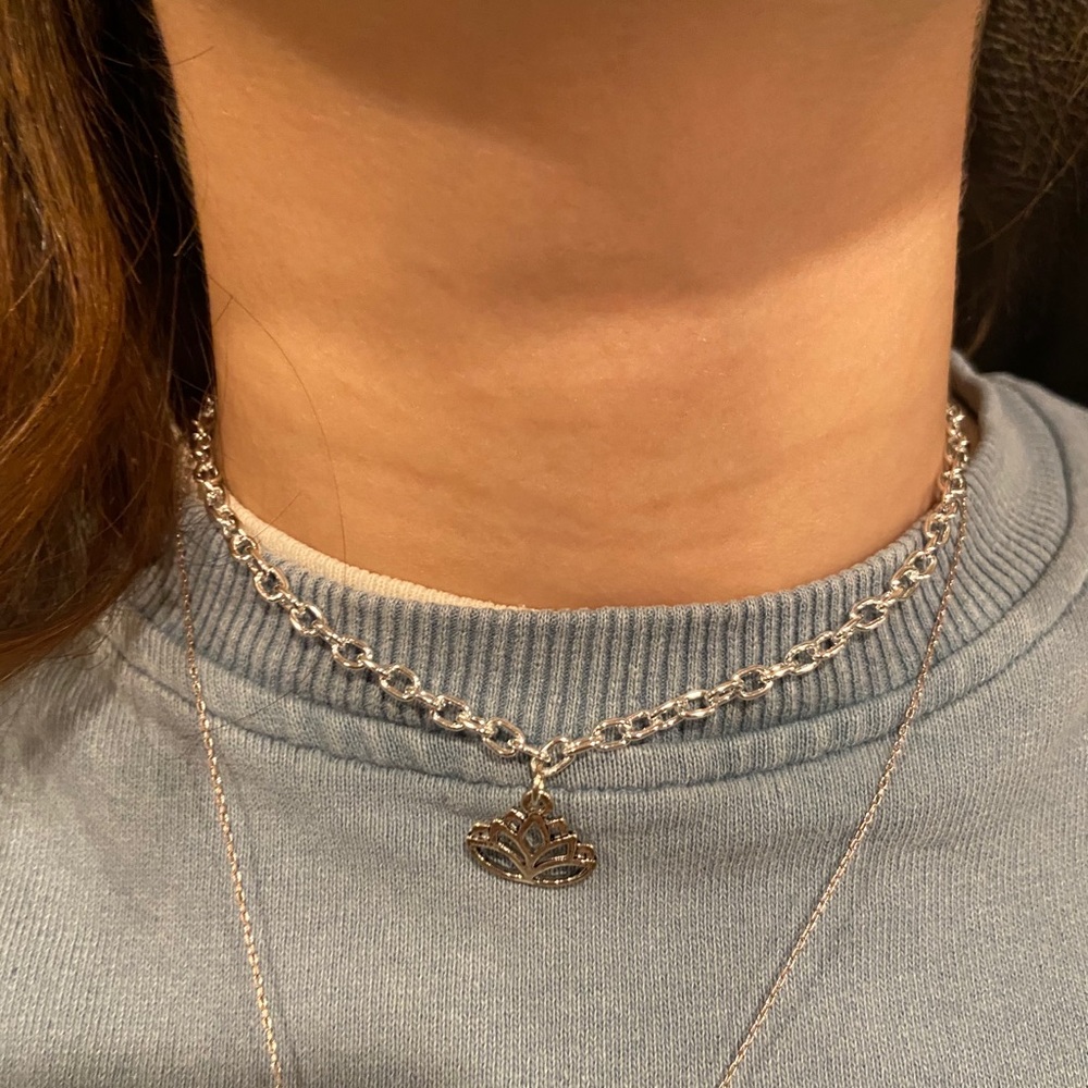 silver charm hand made necklace